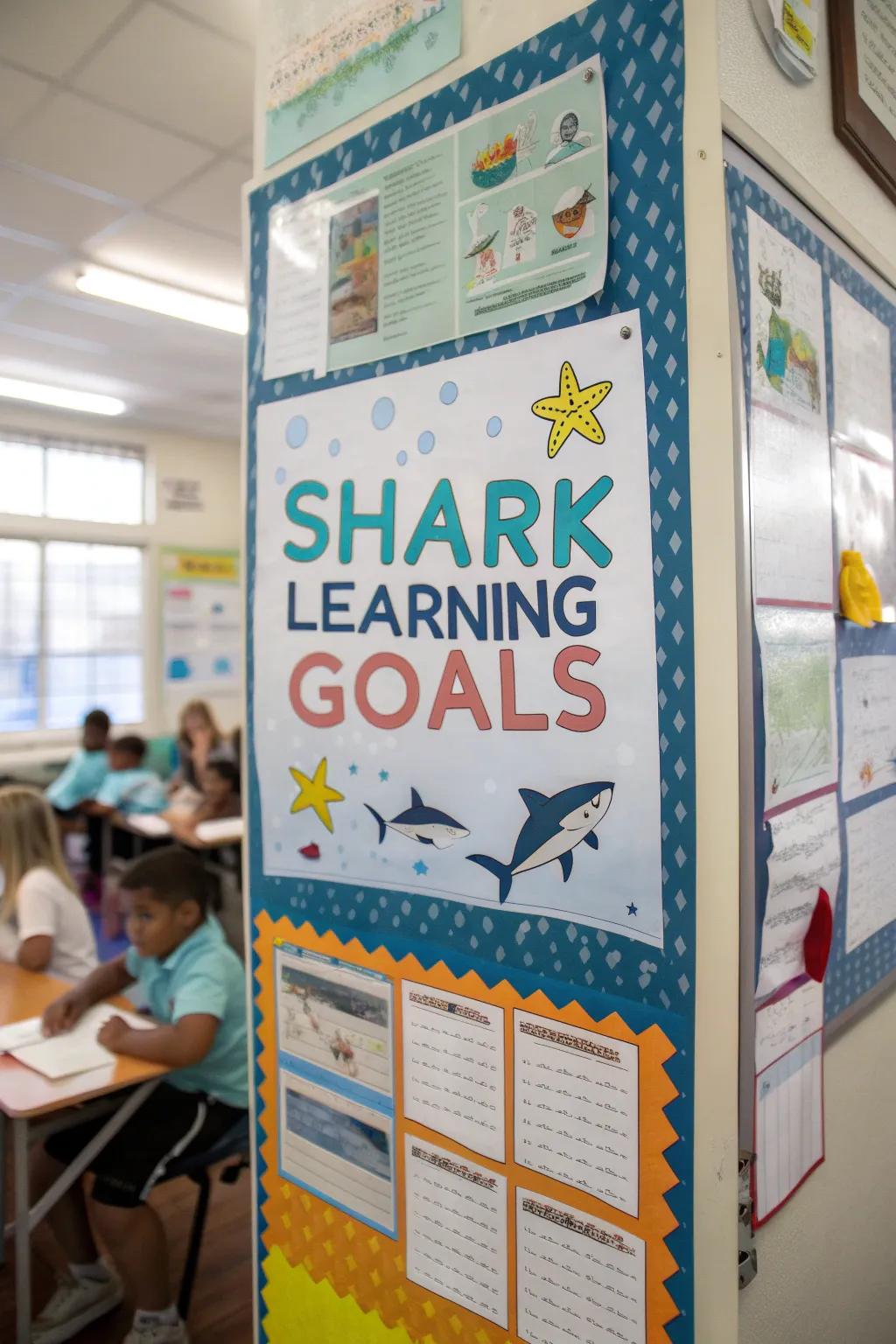 Maintain the course of learning through shark-themed objectives.