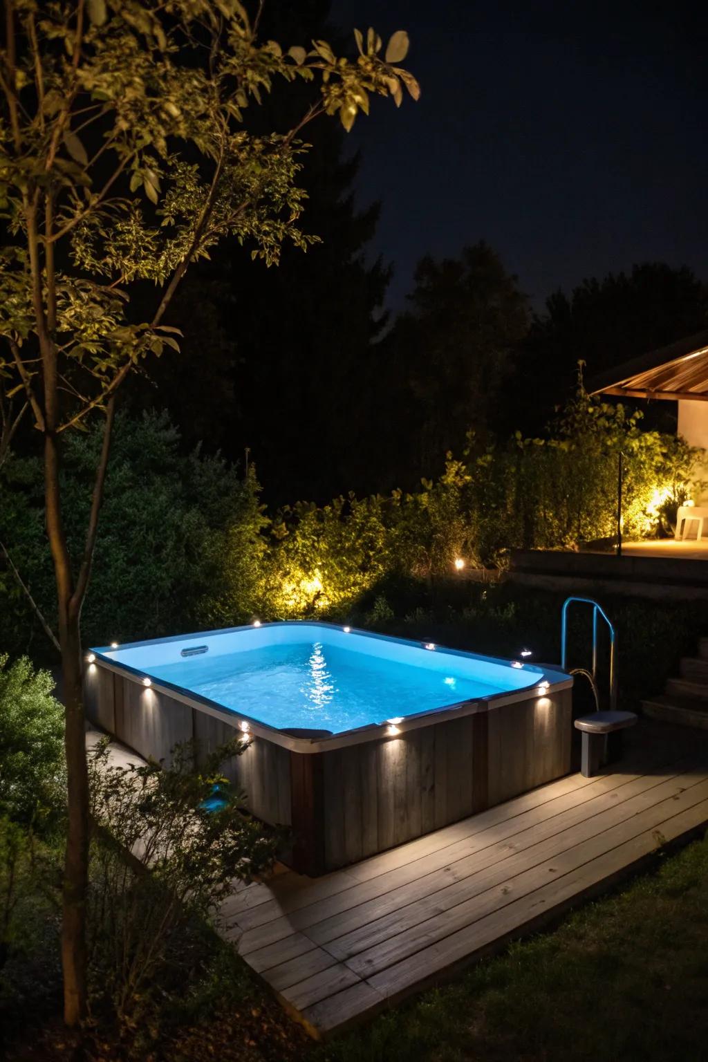 A spellbinding poolside atmosphere crafted via LED lighting.