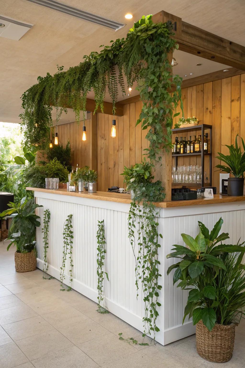 Vegetation introduces freshness within your dry bar.