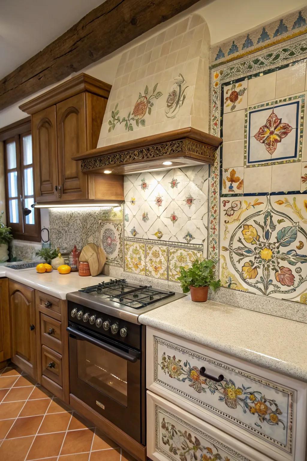Express yourself through hand-painted finishers in your cooking area.