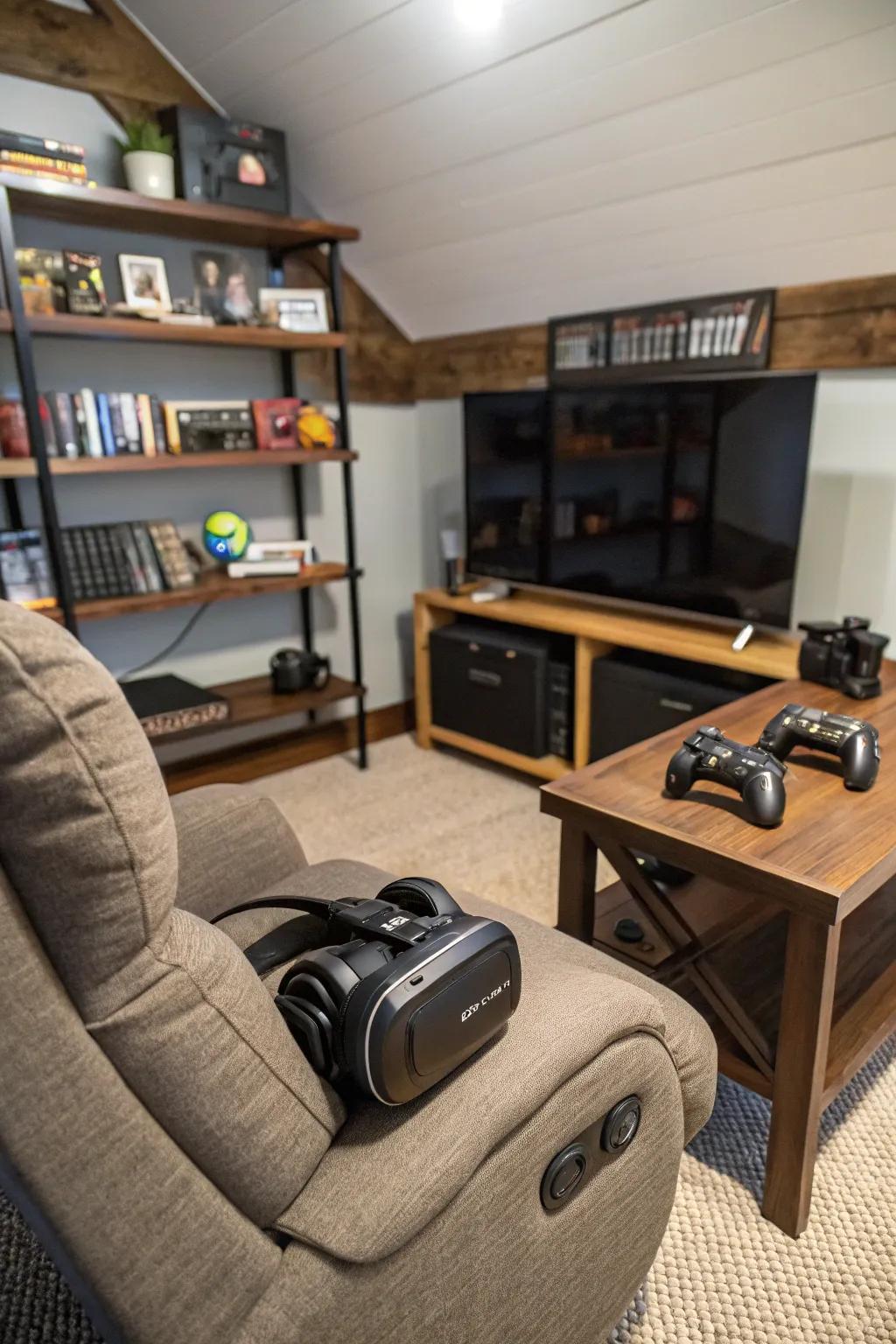 A virtual reality setup turns the area into a way to escape to other worlds.