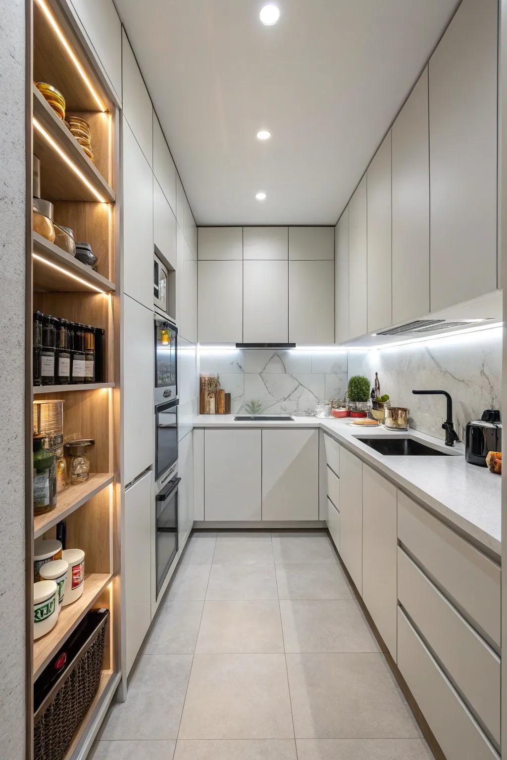 Undercover storage keeps small kitchens organized and clutter-free.
