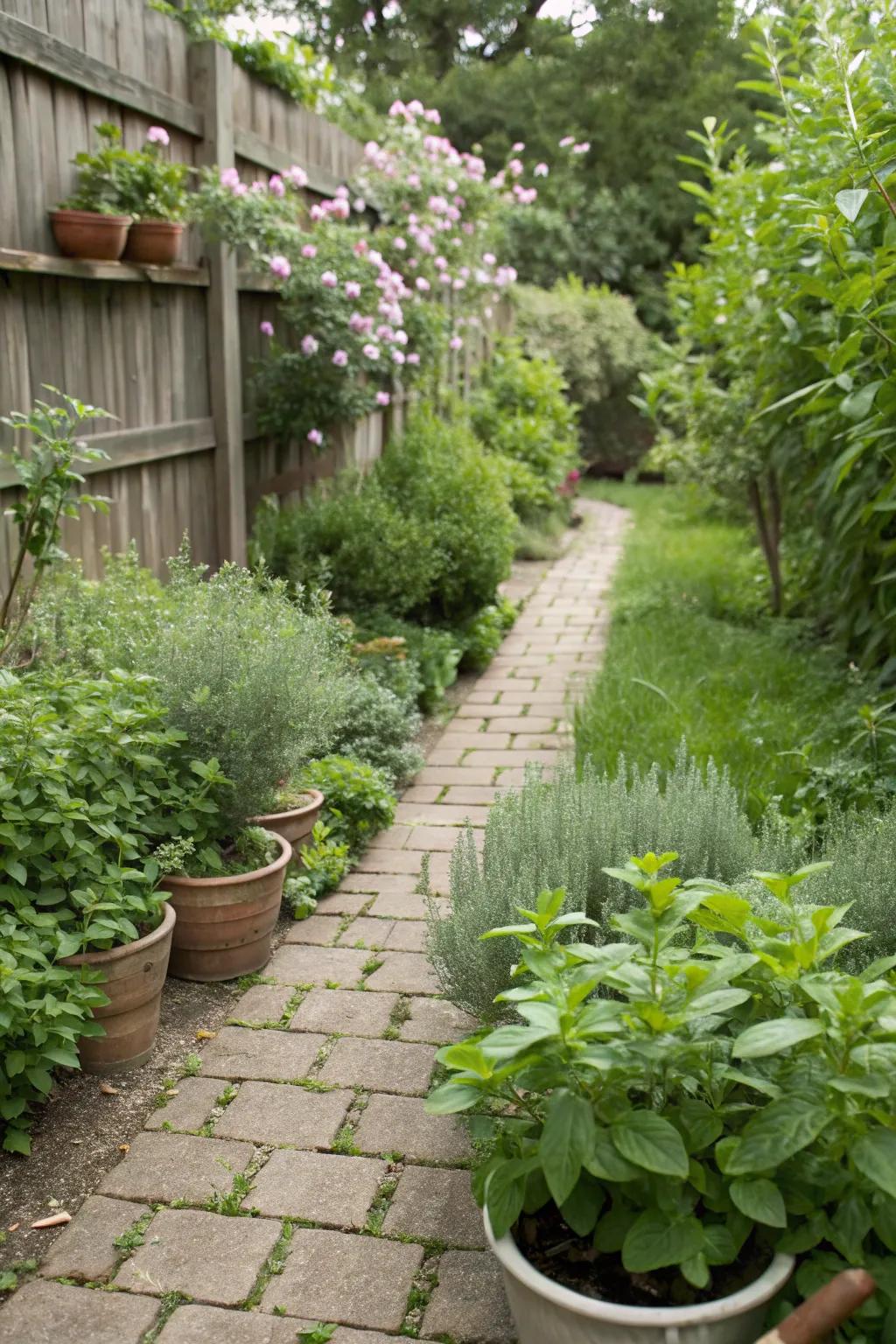 Aromatic herbs alongside trails exude delightful fragrances when ambled upon.