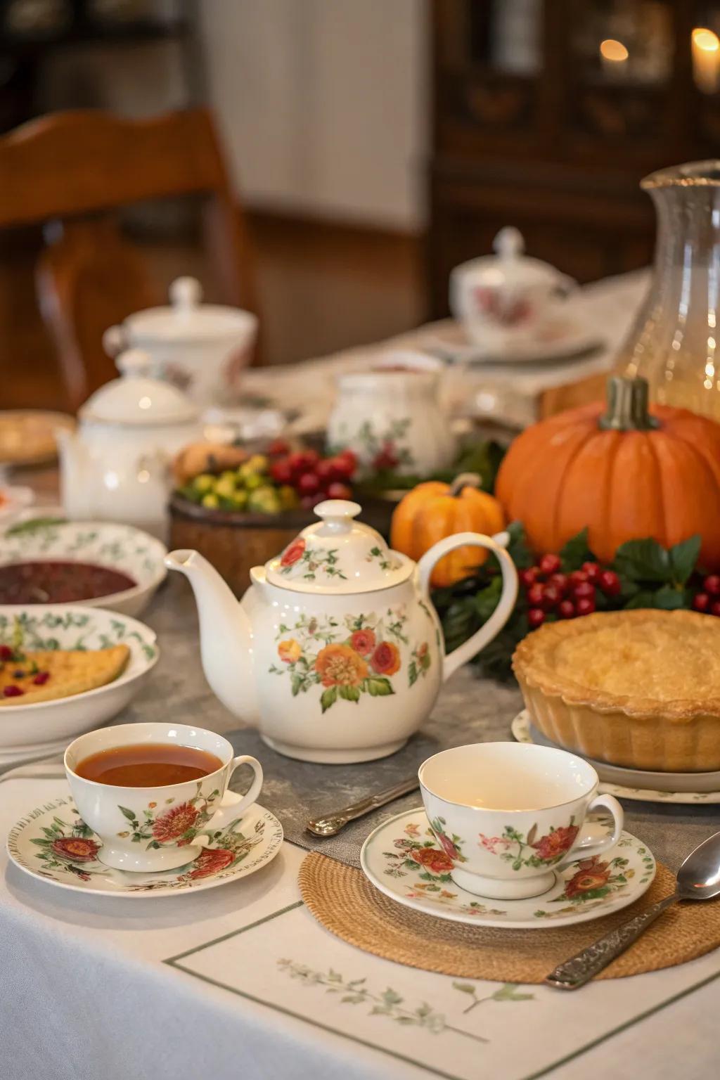 A tea celebration brings elegance and charm to Thanksgiving celebrations.