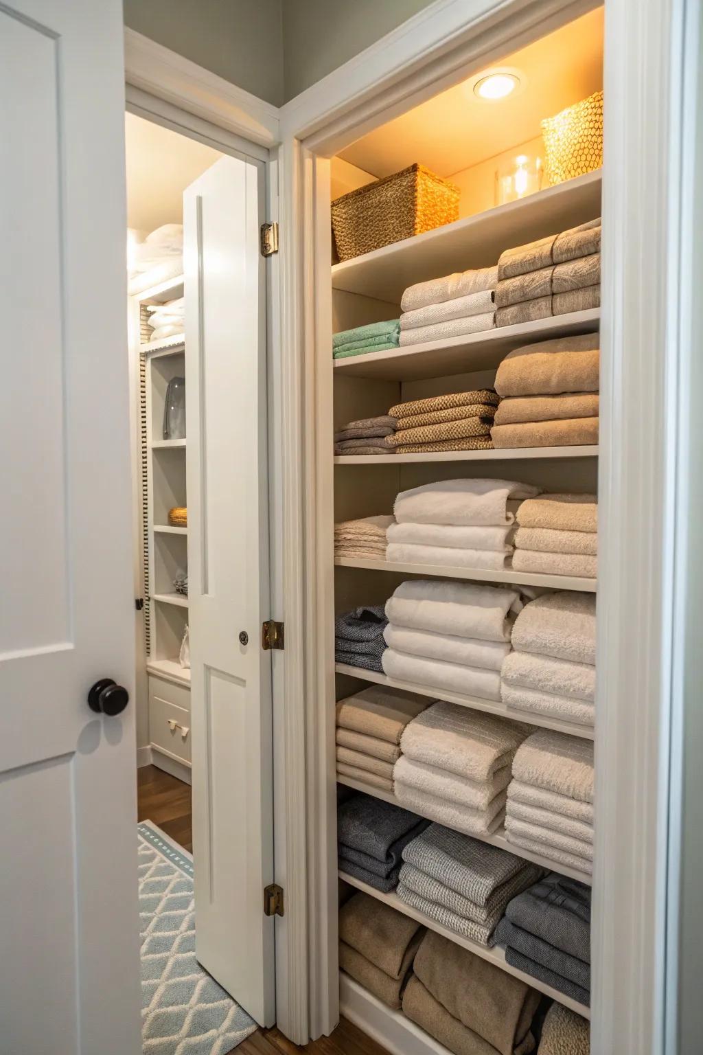 Extend towel stowage beyond the bathroom.