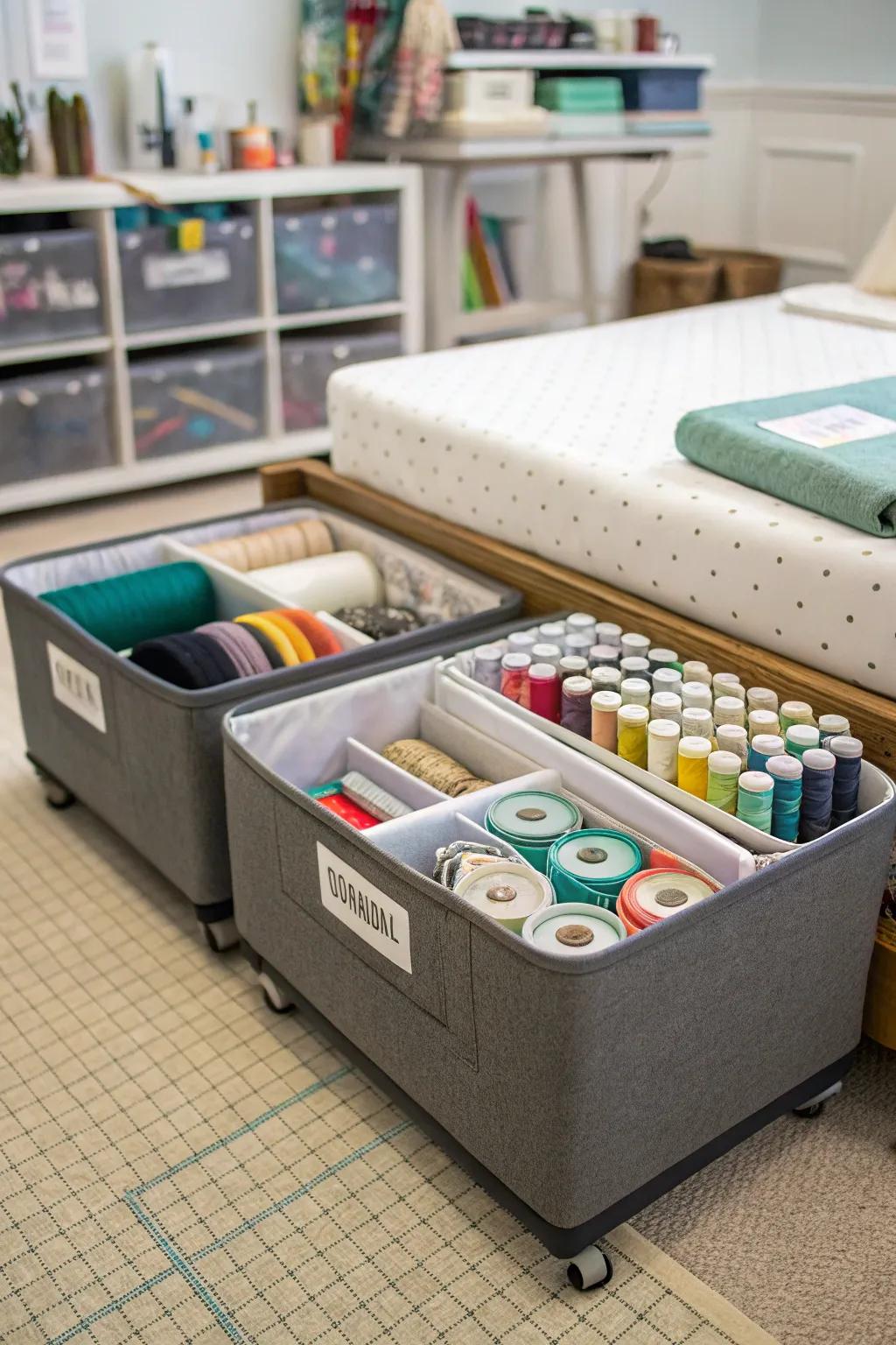 Sew with ease using a mobile sewing station.