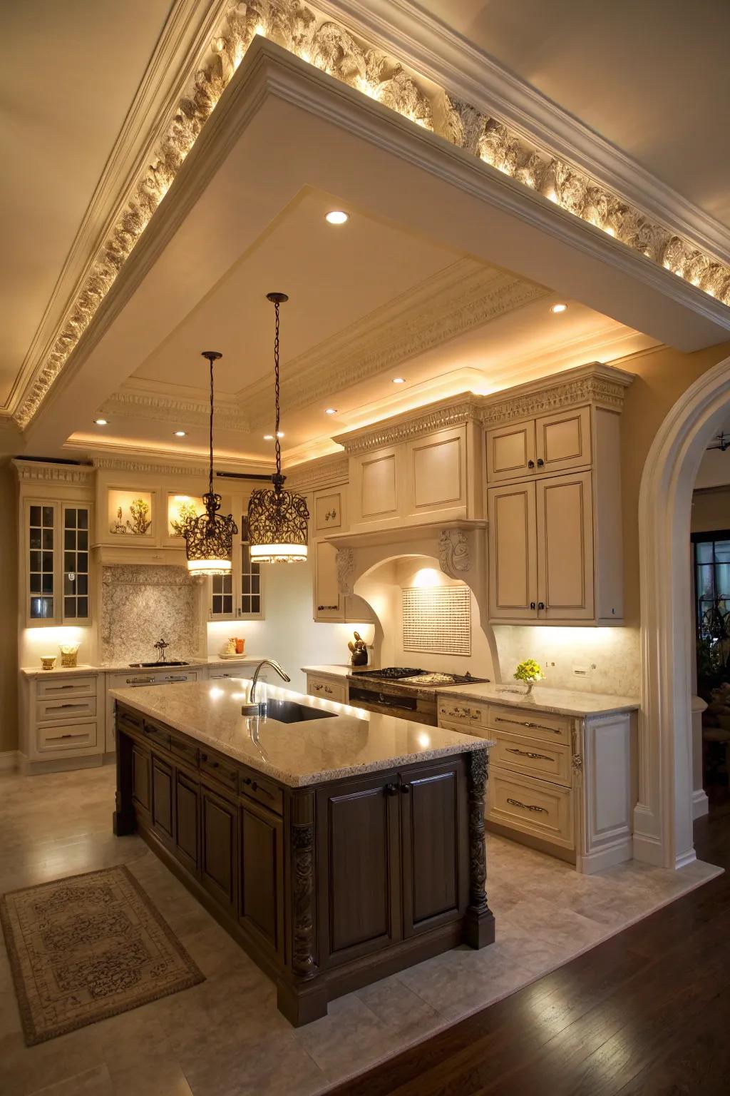 Crown molding lights introduce architectural flair and function.