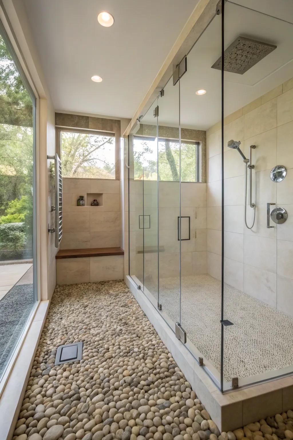 Small rock pieces provide a soothing, spa-like texture.
