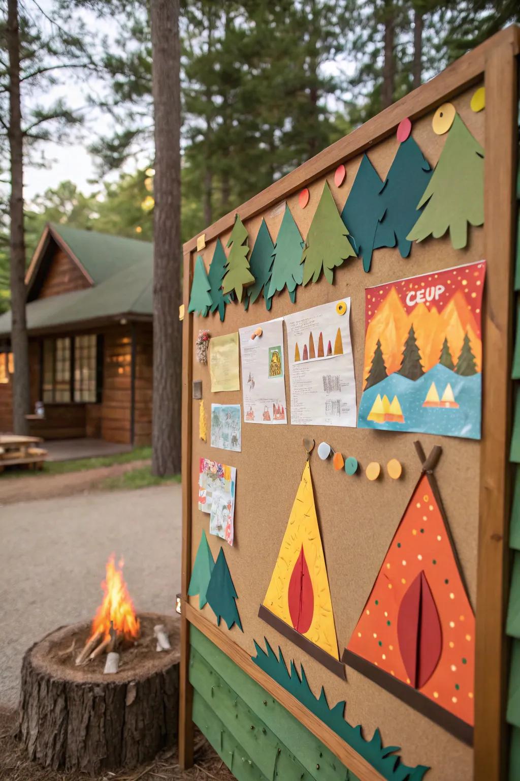 A campground-themed board to foster a sense of community and connection.