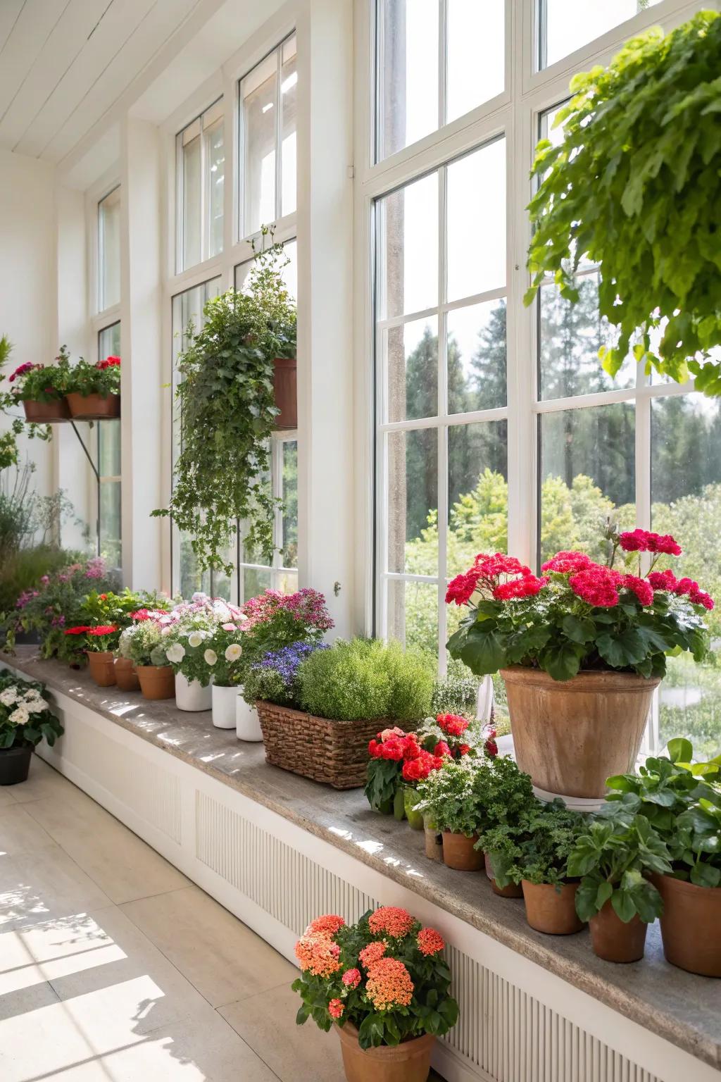 A window display that brings the beauty of the garden indoors.