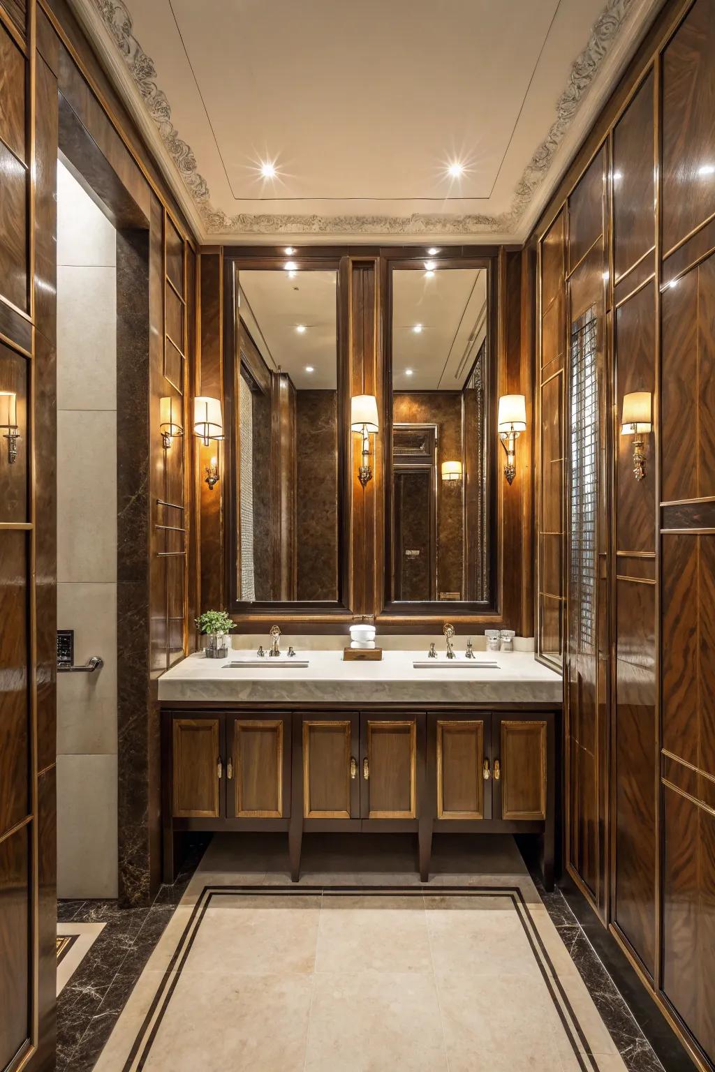 Reflective lumber panels enhance light and room.