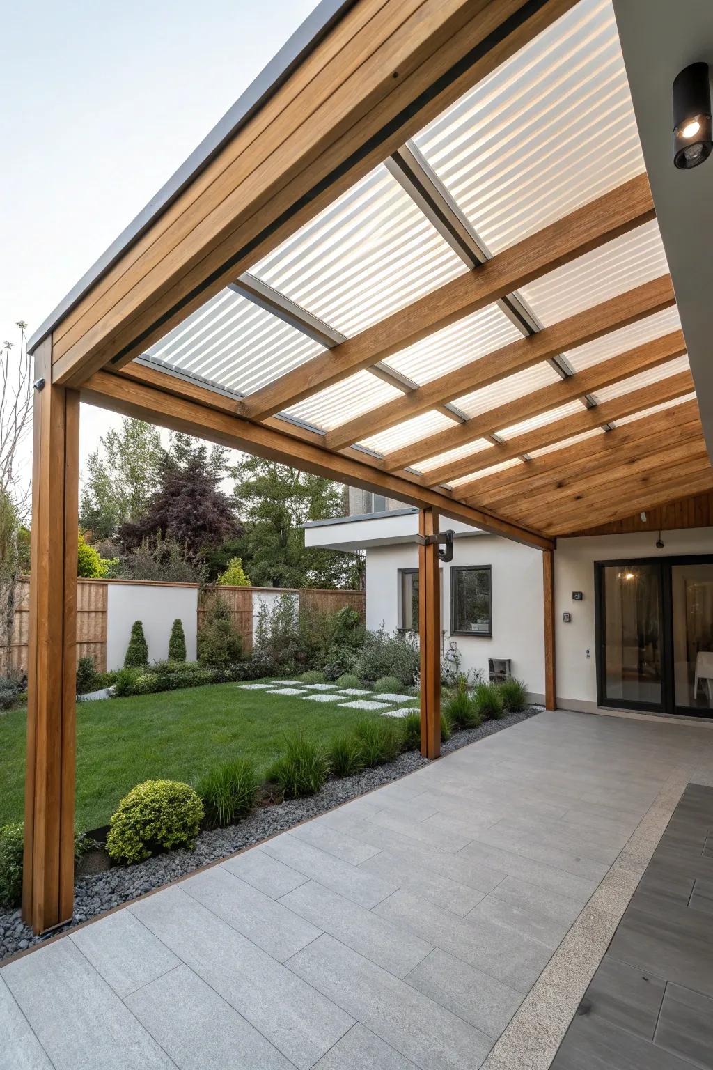 A contemporary retractable roof delivering adaptable shade.
