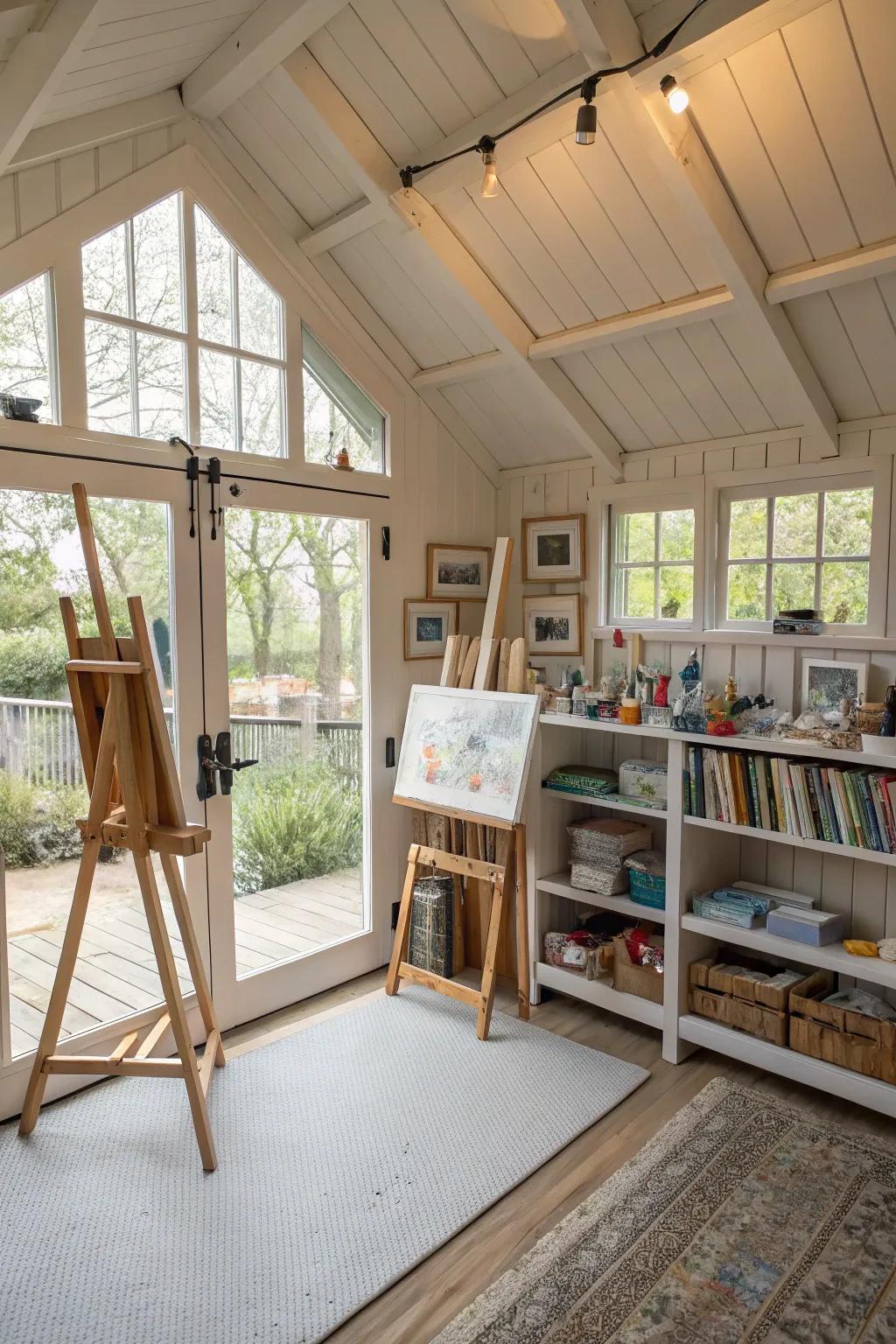 Construct a radiant and uplifting art space in your shed.