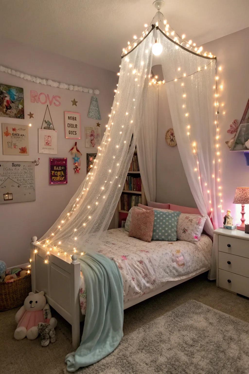 Sparkling lights morph any area into an enchanting getaway.