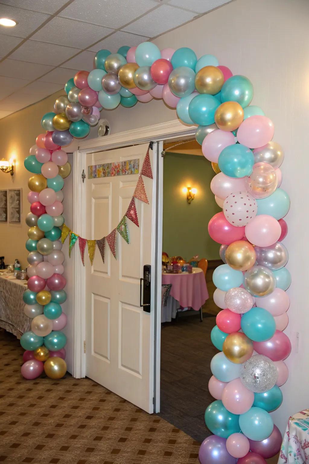Craft an impressive entrance with a captivating balloon gateway.