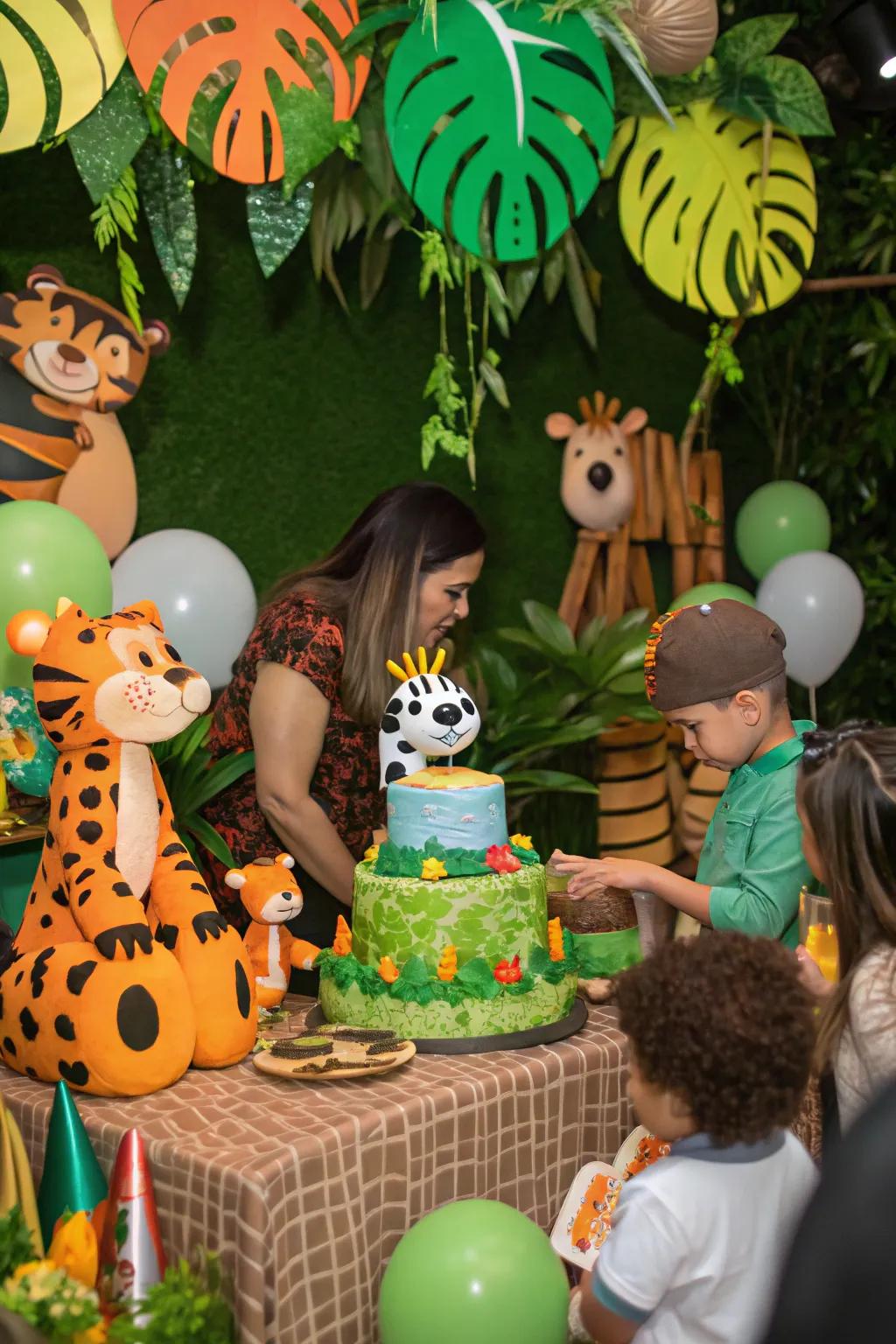 Turn your space into a jungle adventure with this 'Jungle Adventure' theme for your little explorer.