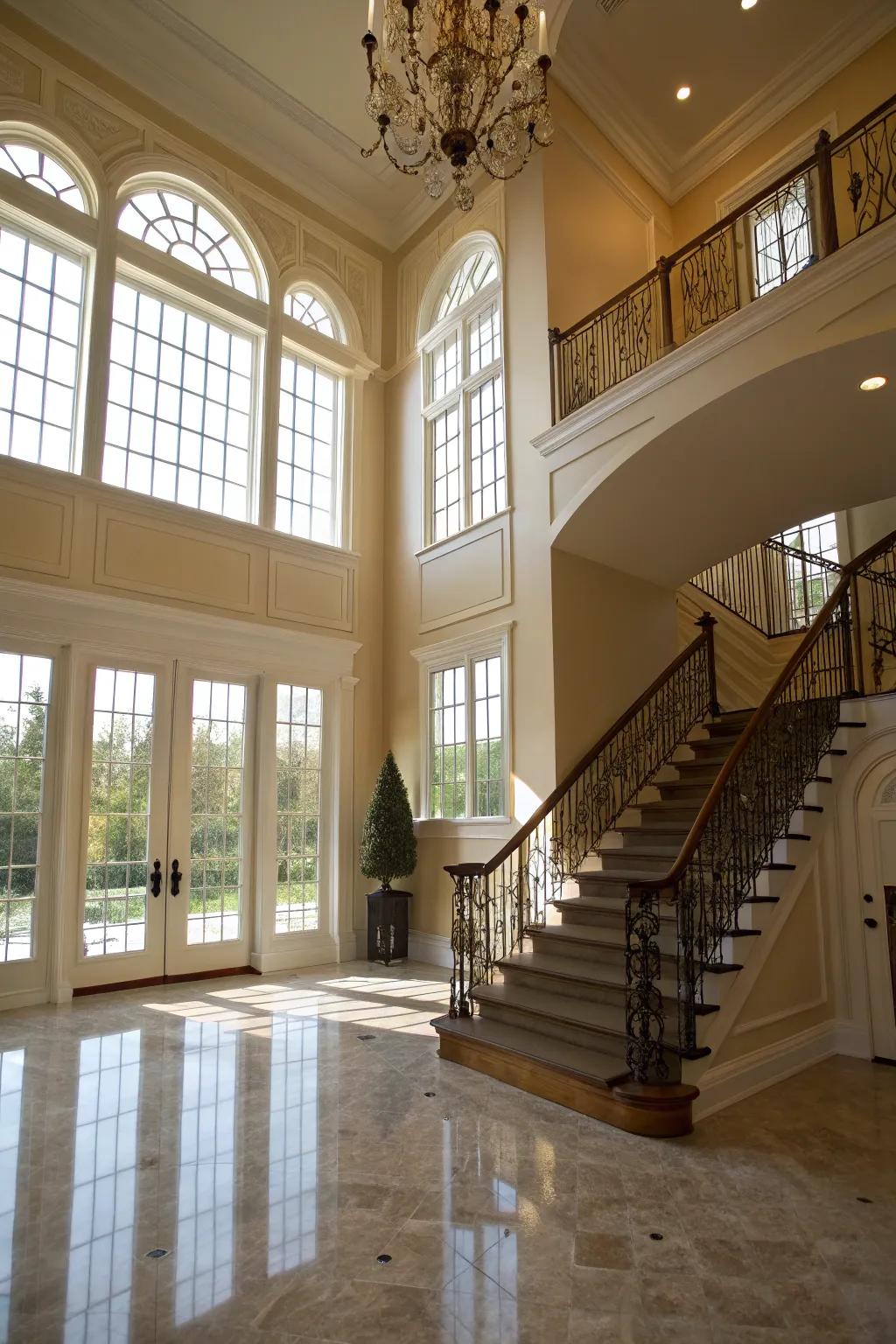 Natural light cascading through large windows creates an inviting atmosphere.