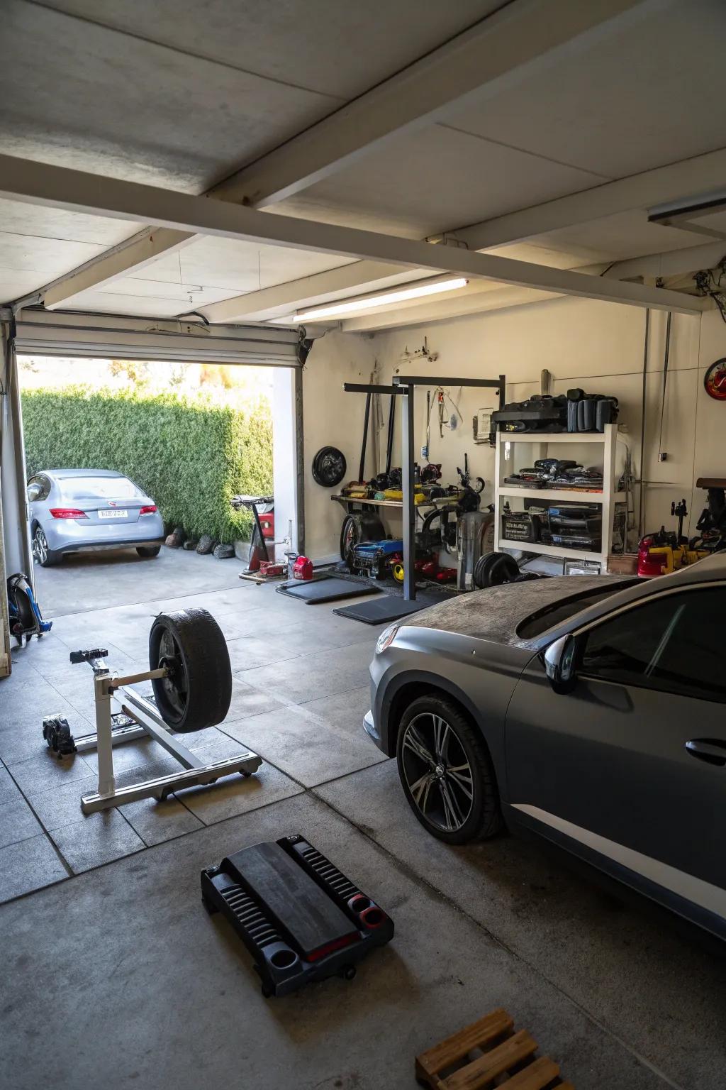 Having sections for different uses makes your garage more versatile.