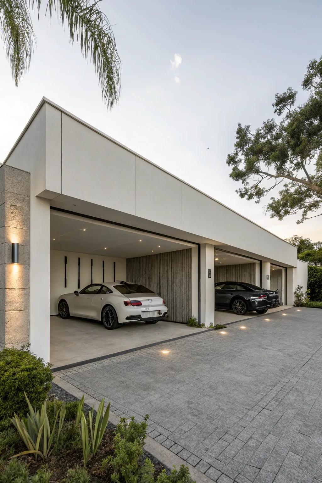 Neat and modern: A minimalist take on garage design.