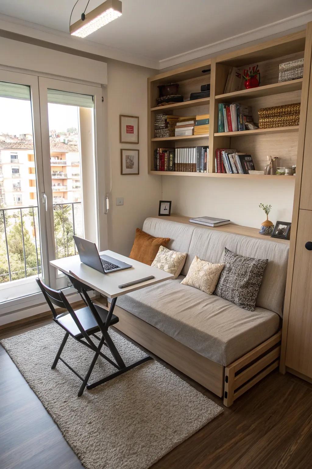 Multifunctional furniture is crucial in small apartments.