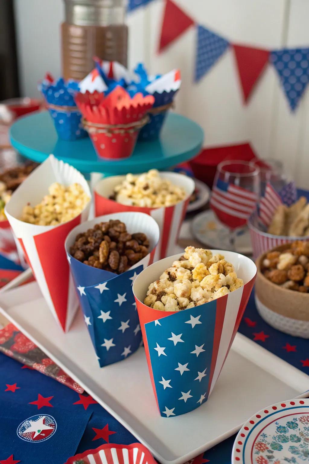 Patriotic cones packed with celebratory treats