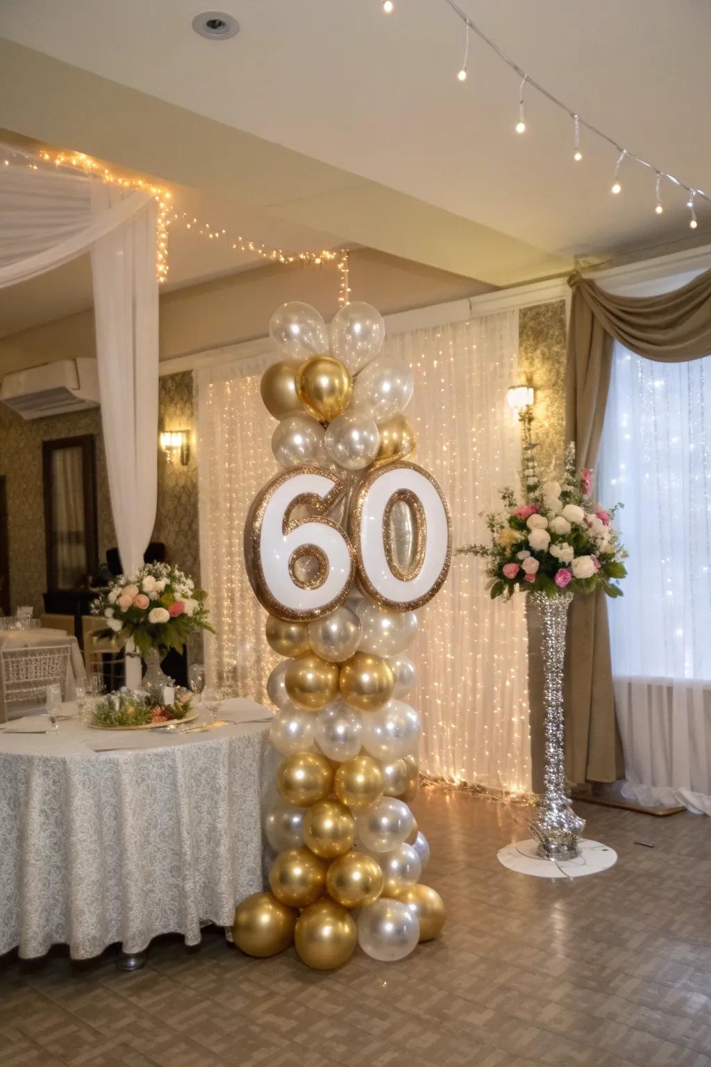 Permit '60' to shine as a stunning centerpiece.