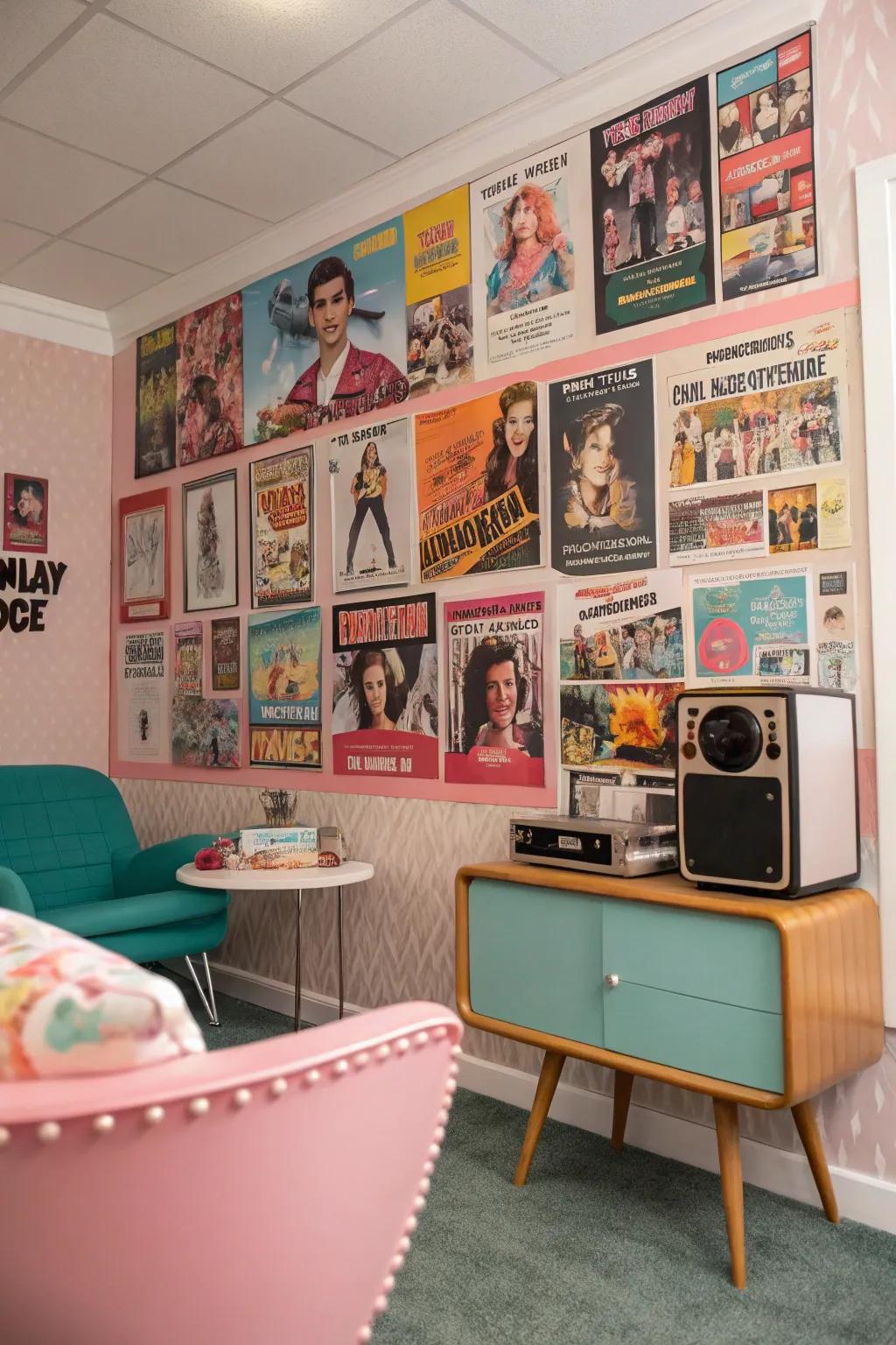 A pop culture montage showcasing 80s film advertisements and magazine snippets.
