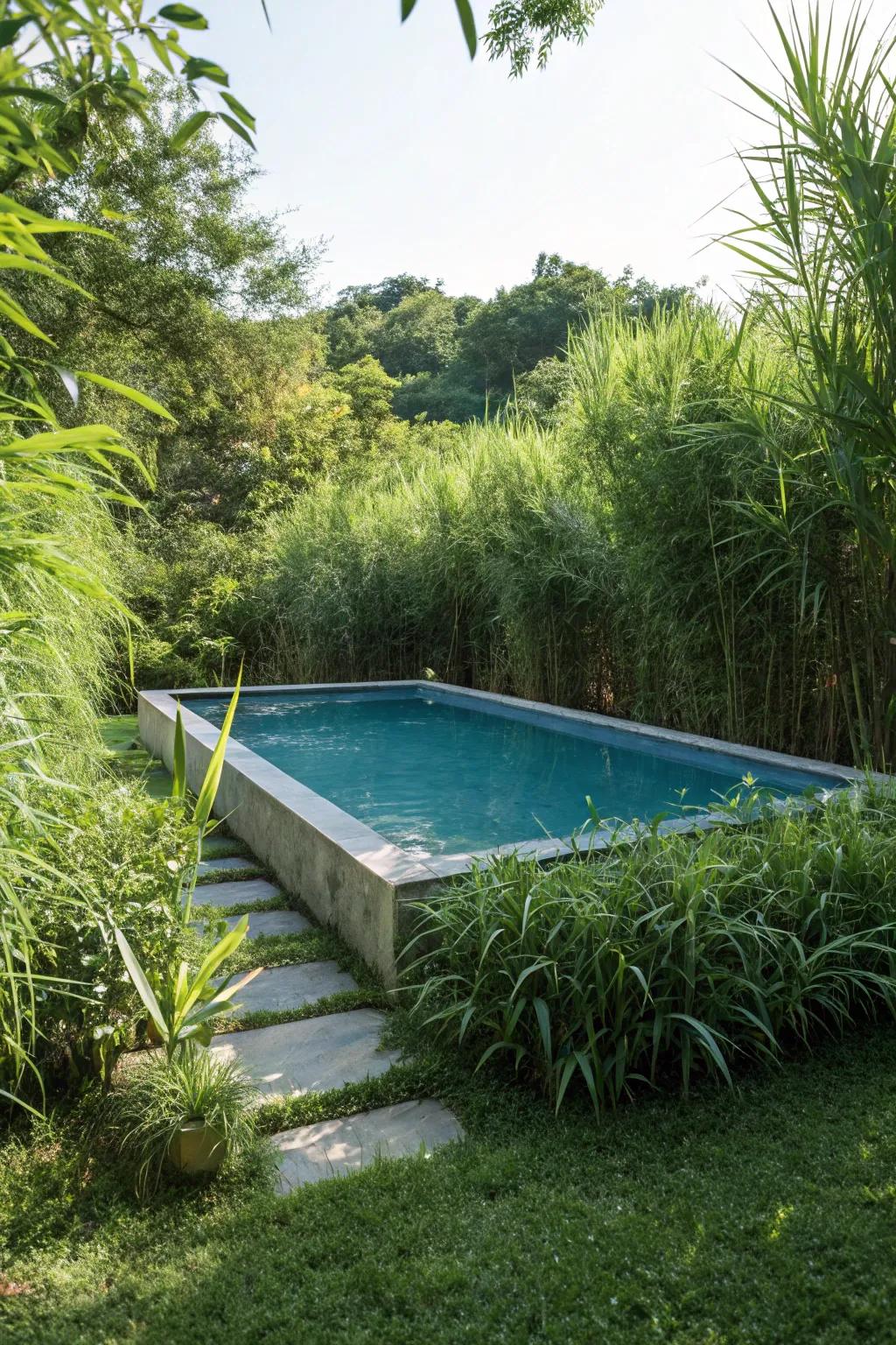 Tall shrubs and plants provide a natural and beautiful privacy solution for your pool area.