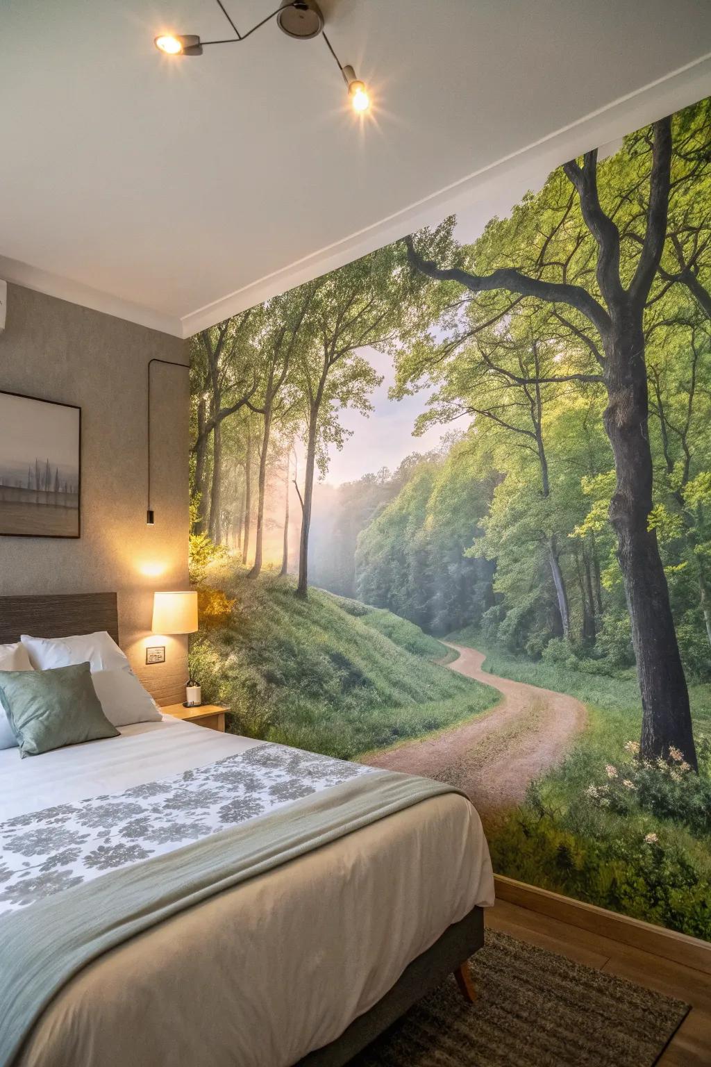 Cultivate a serene atmosphere through murals depicting natural scenes.