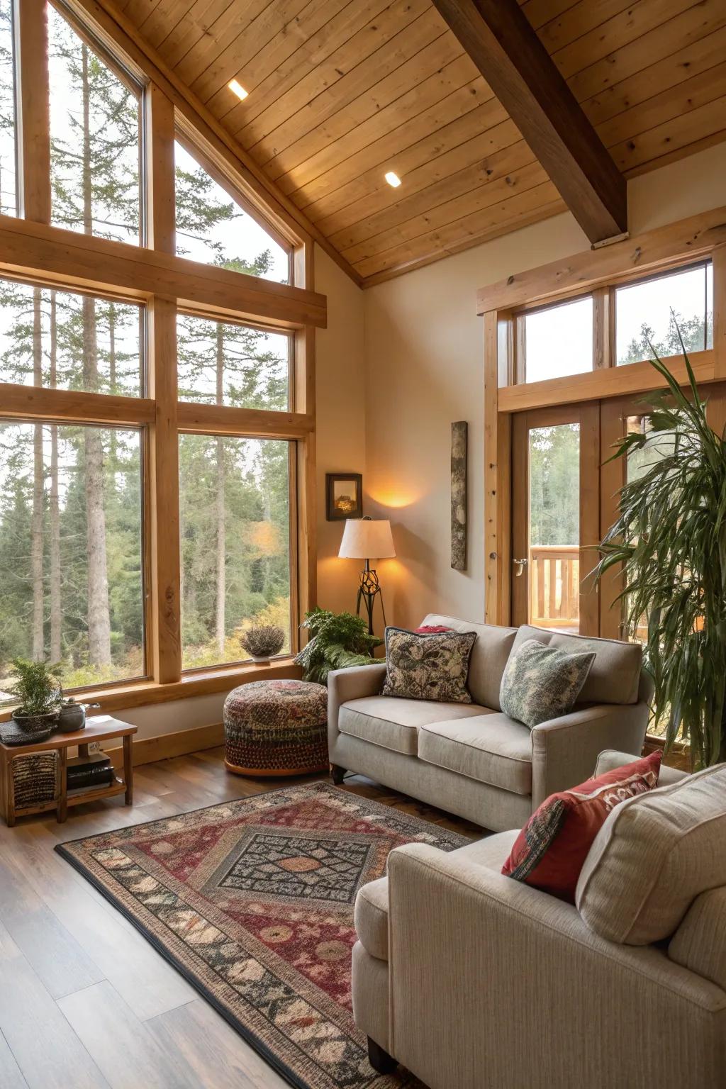 Generous windows invite natural light, heightening the warmth and openness of the space.