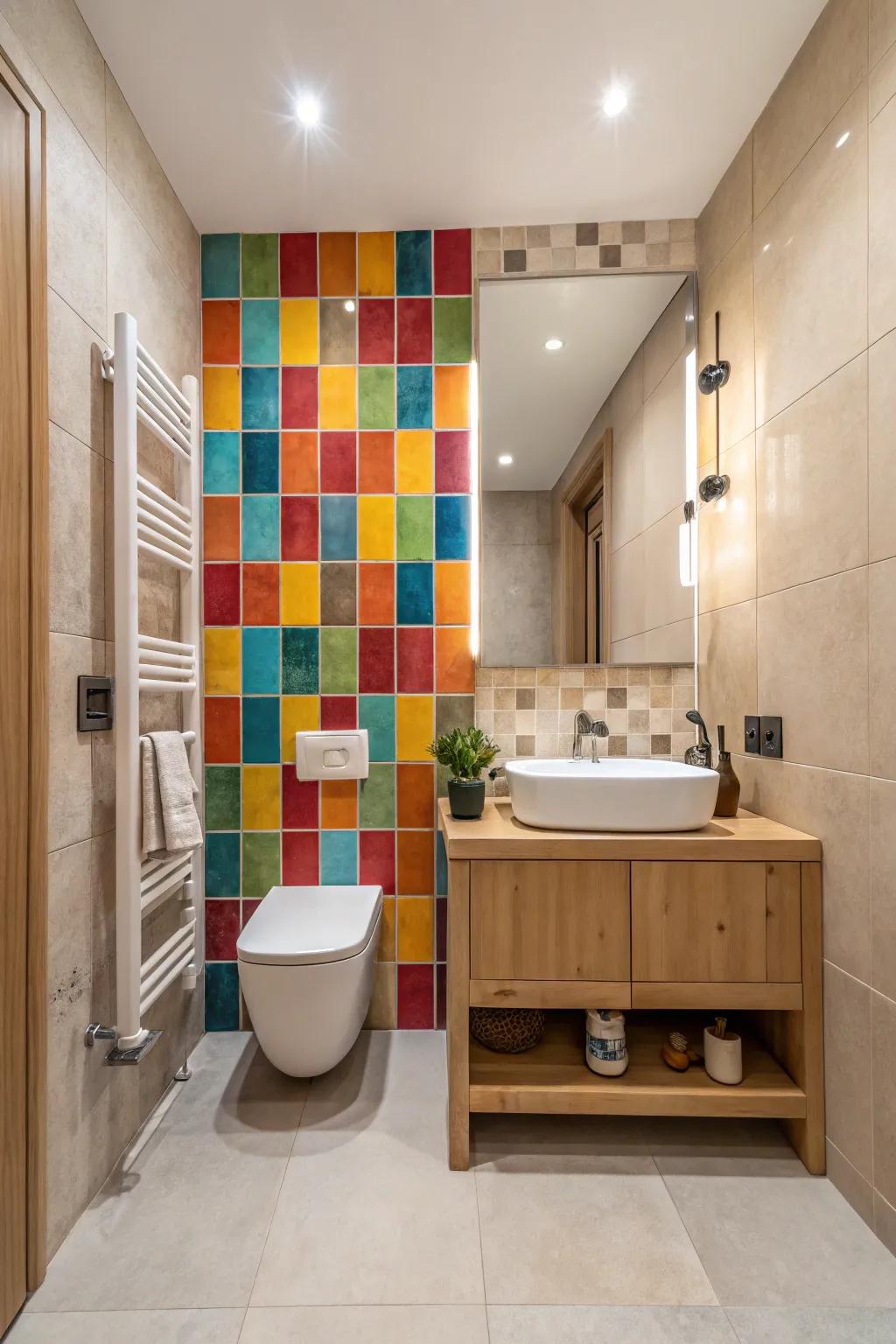A feature wall can turn your bathroom into a creative sanctuary.