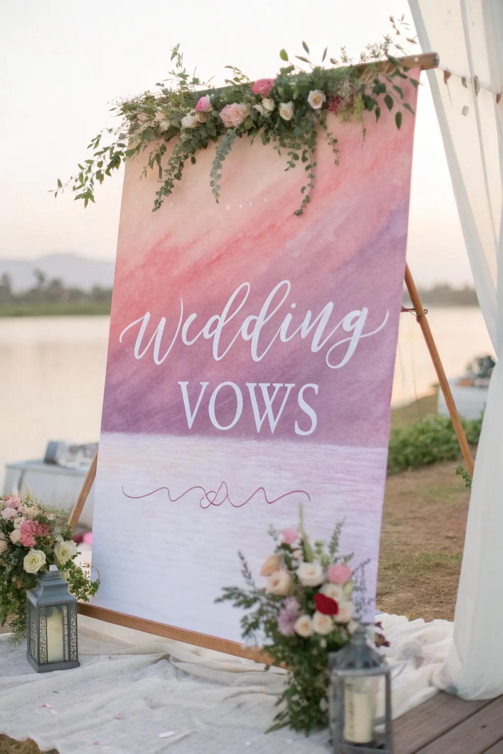 Wedding promises, elegantly preserved on canvas.