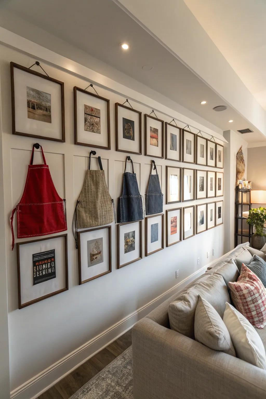 Frame your aprons like artwork for a distinctive presentation.