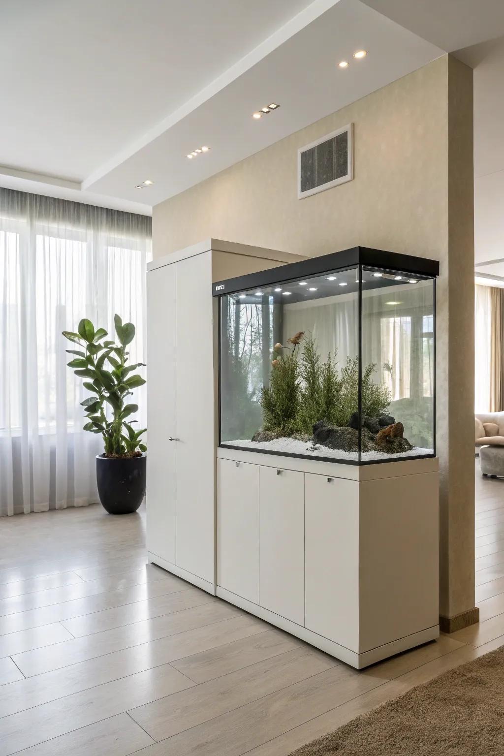Elegance at its finest with a streamlined aquarium platform.