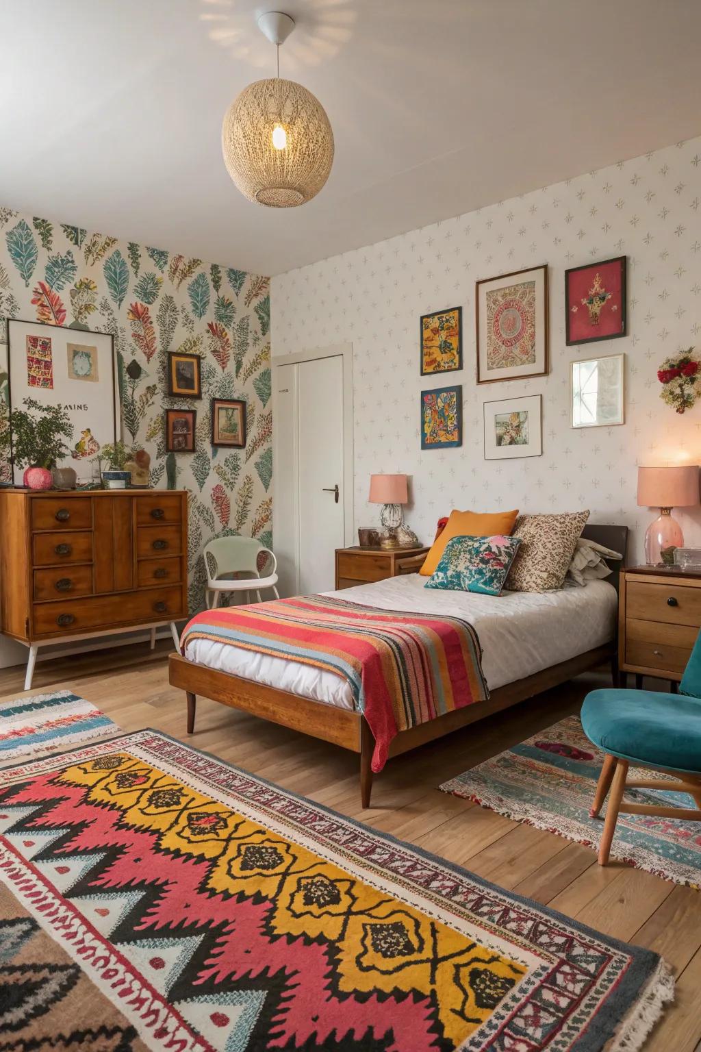 Unique decorations add a personal touch to your artistic bedroom.