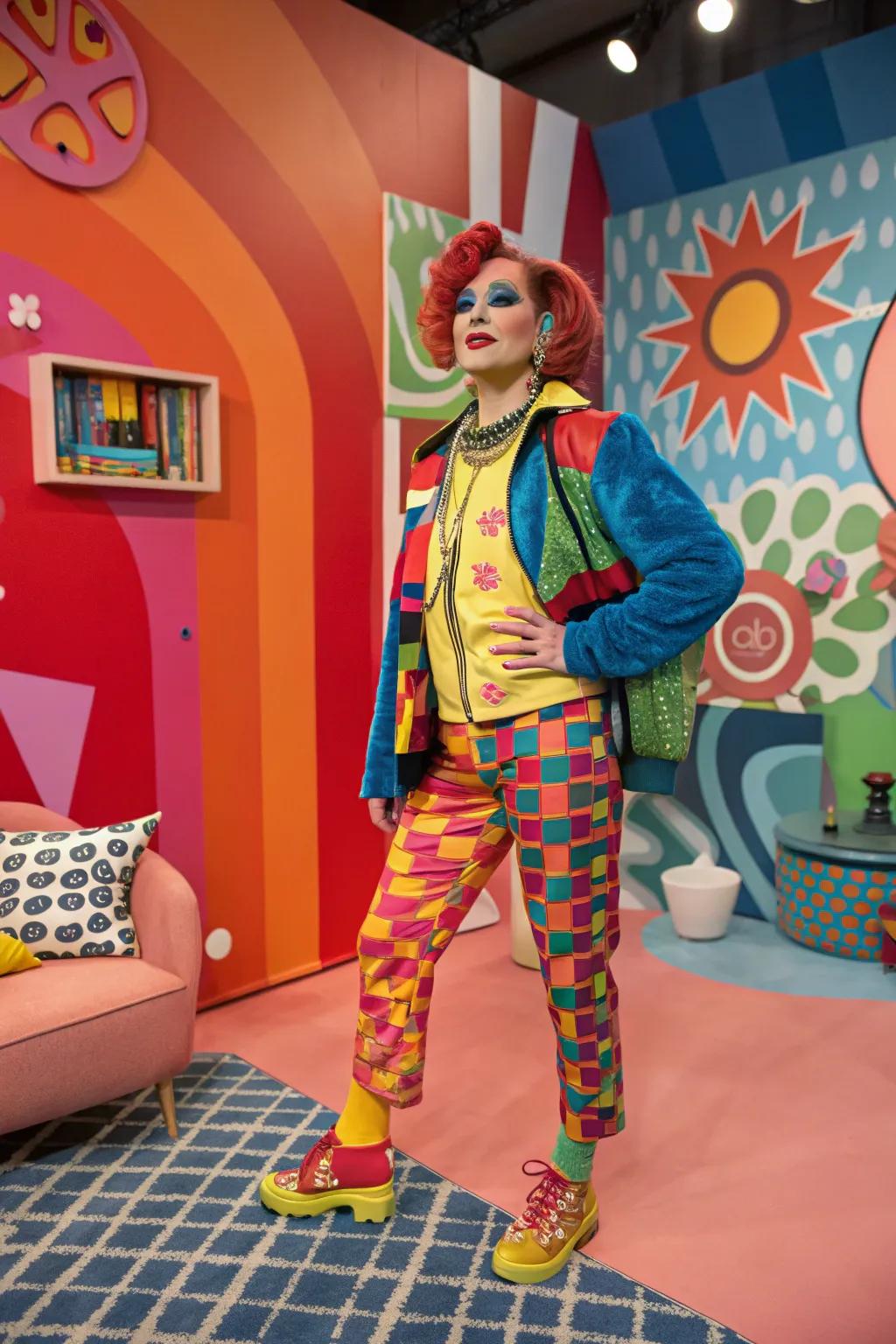 Enter a graphic novel realm with a handcrafted graphic novel persona costume.