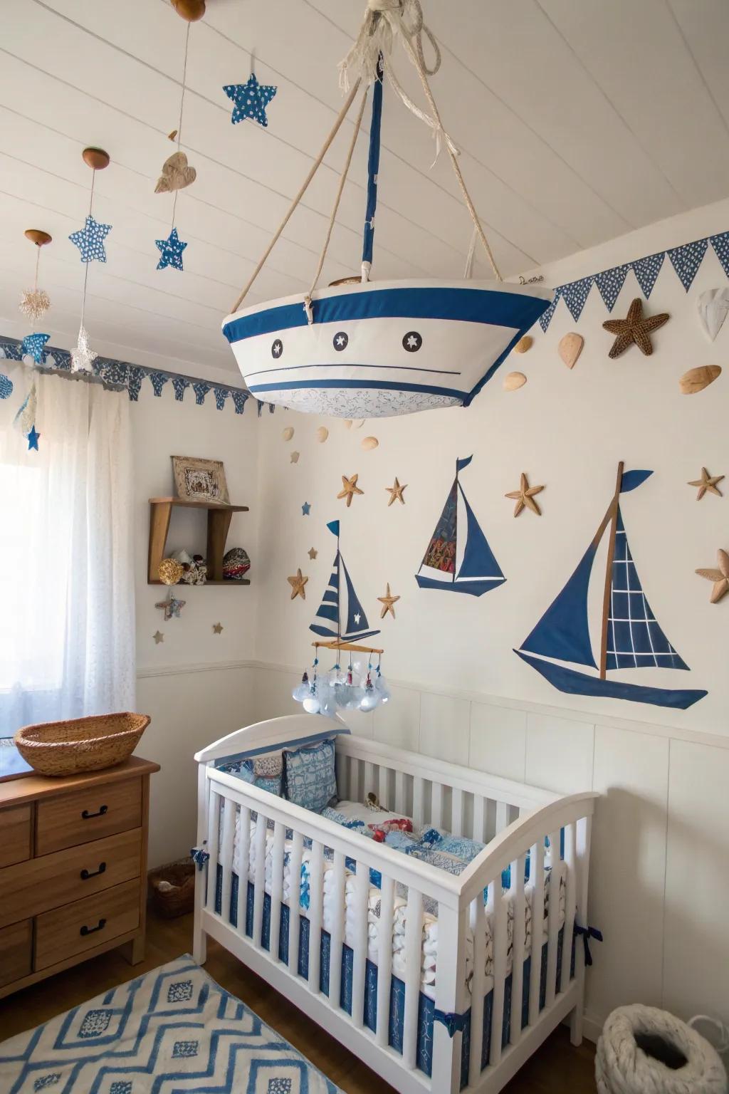 Embark on a sea of dreams with this maritime-themed nursery.