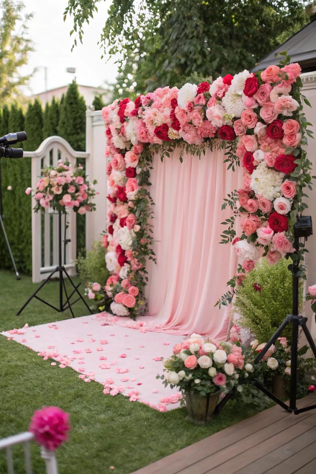 A striking botanical backdrop at a baby shower, ideal for capturing memorable photos.
