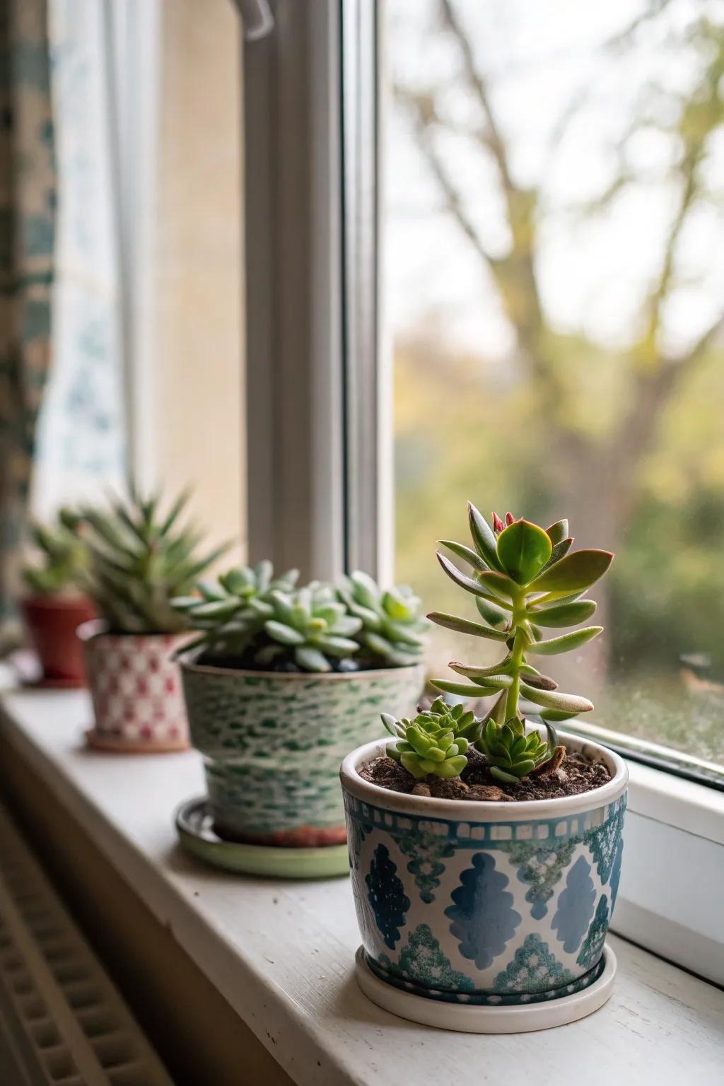Small-scale green rosettes present a vibrant keepsake for attendees.