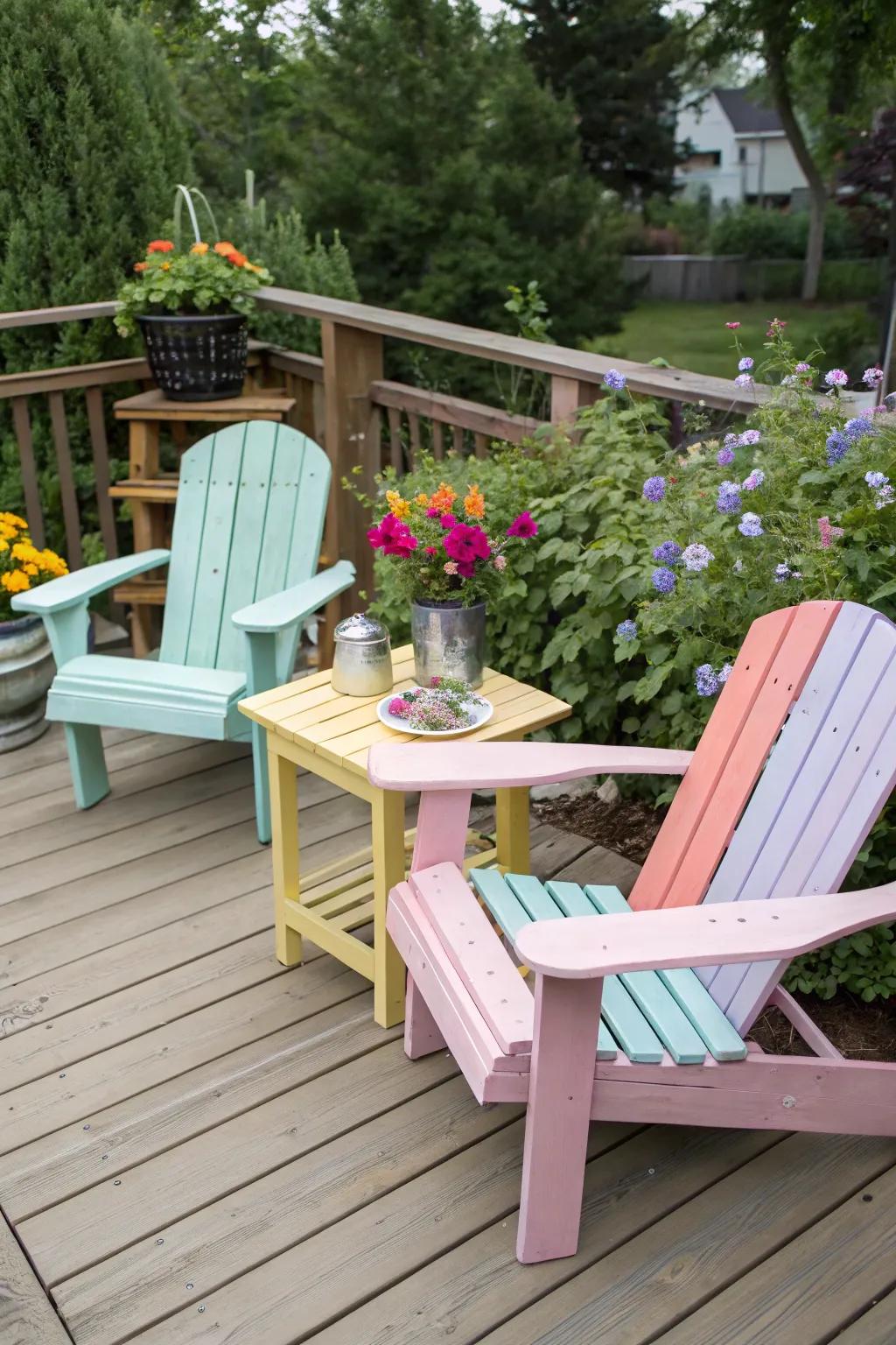 With a little care, transform old furniture into delightful deck pieces.