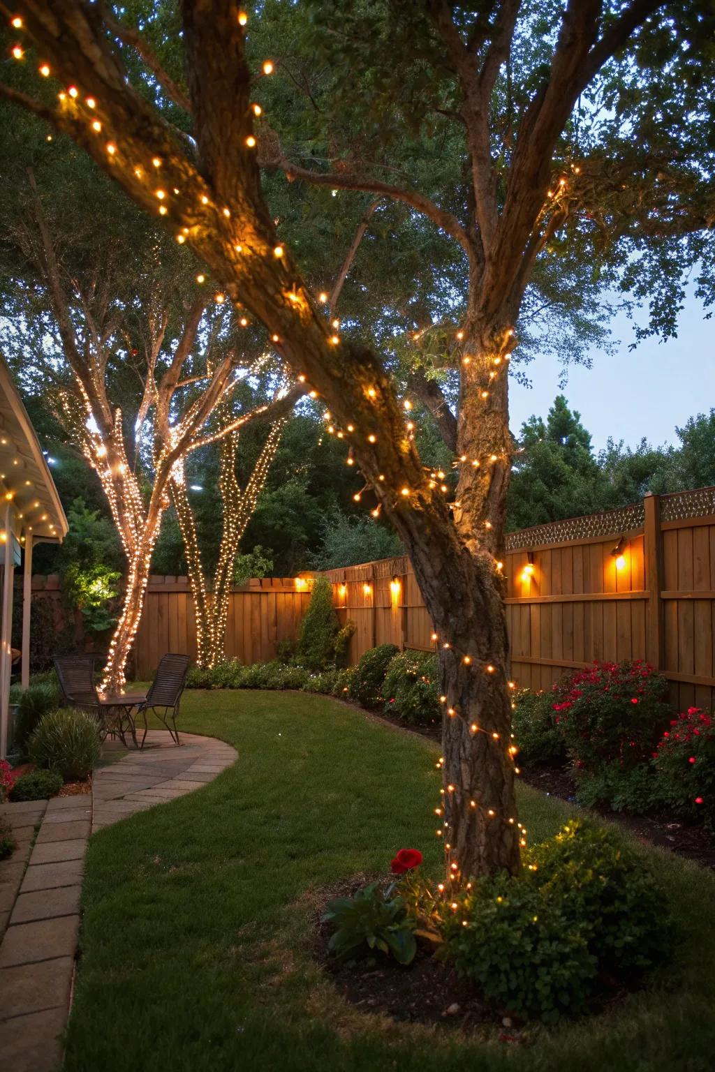 Tree illumination emphasizes the natural charm of your backyard.