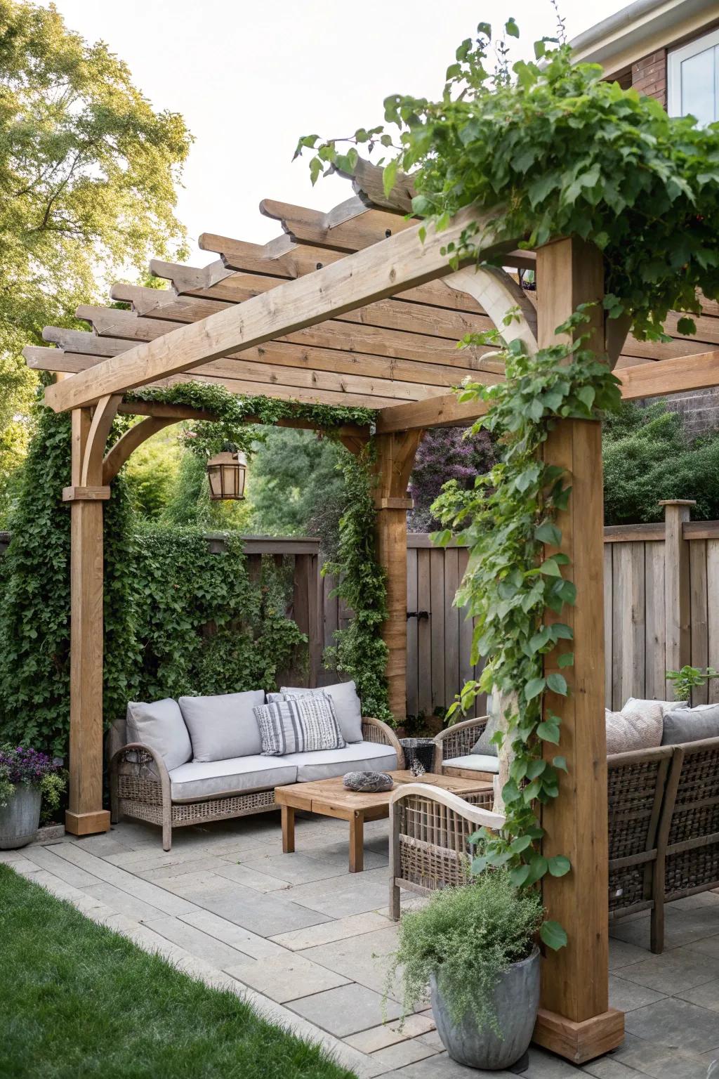 A pergola can convert your patio into a shaded sanctuary.