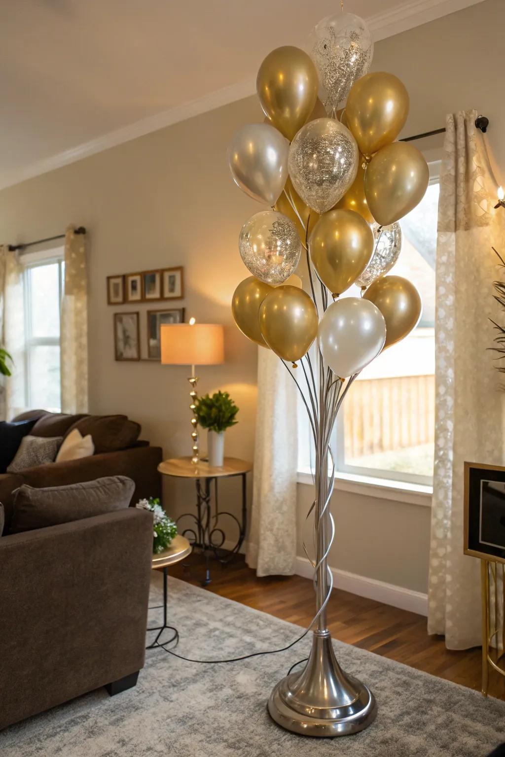 Shimmering balloons bring a touch of sophistication.