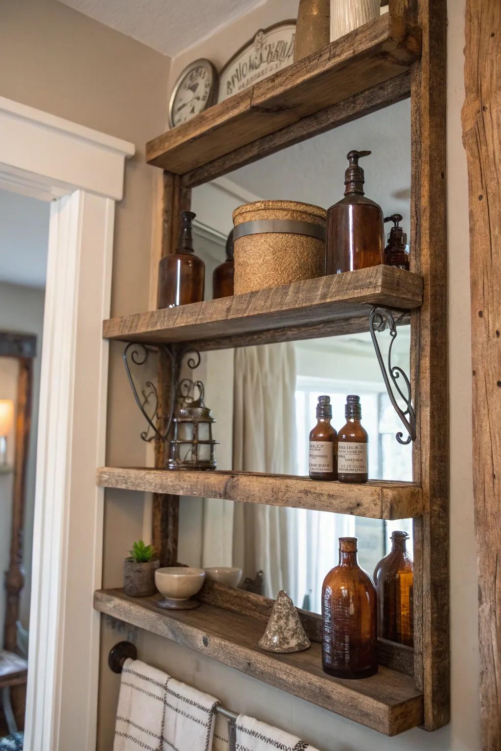 Weathered wood meets refinement in this captivating bar arrangement.