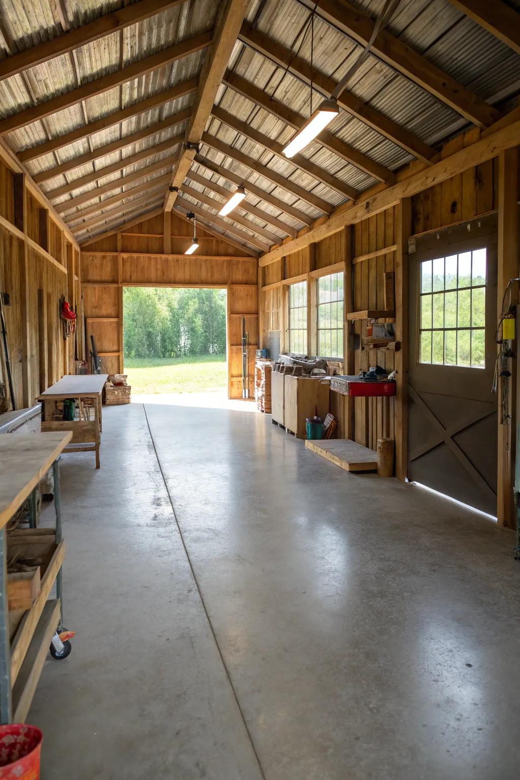 Concrete floors present a contemporary and robust choice for your barn.
