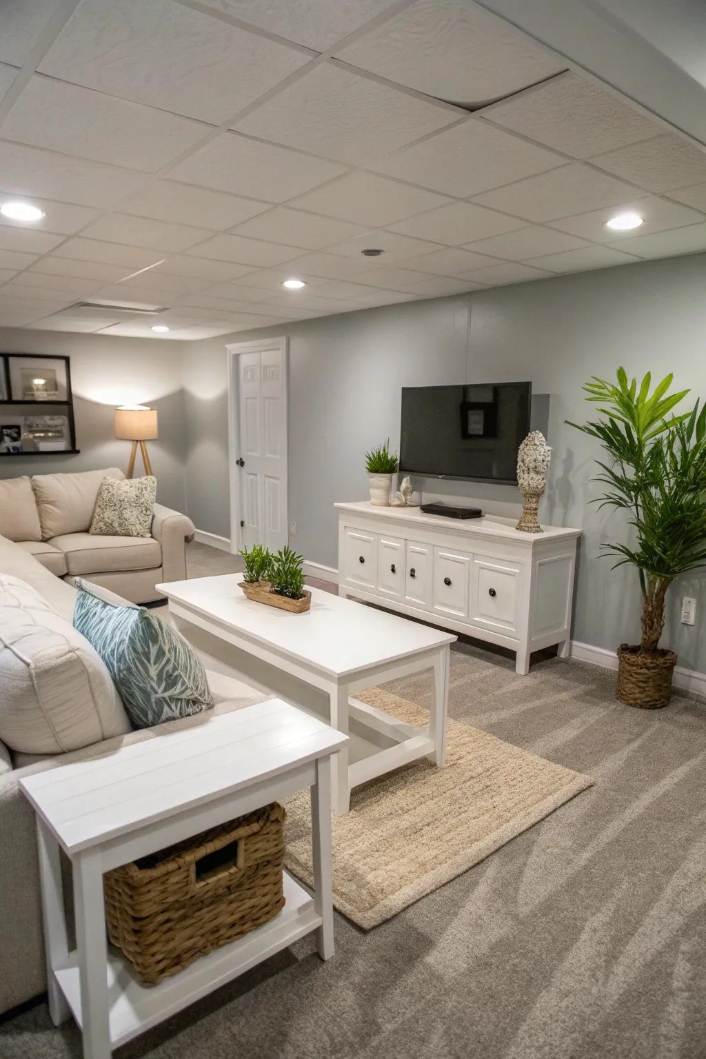 Pale shades can revolutionize a basement's atmosphere.