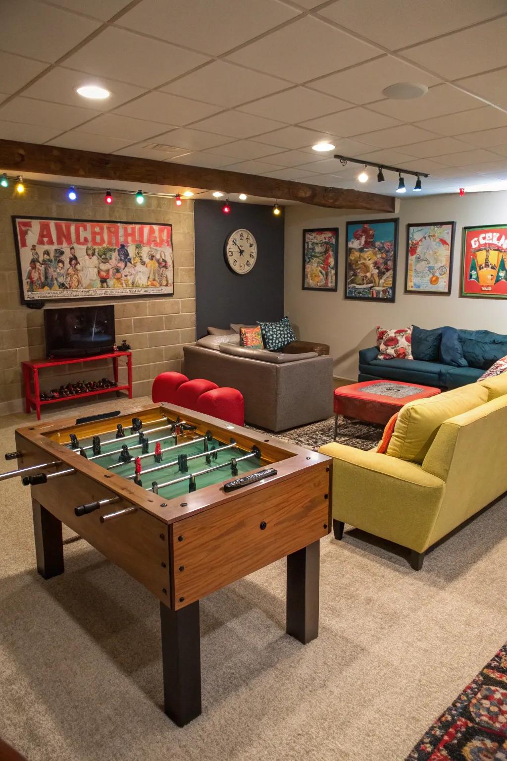Introduce a sense of fun to your basement with a table soccer setup.