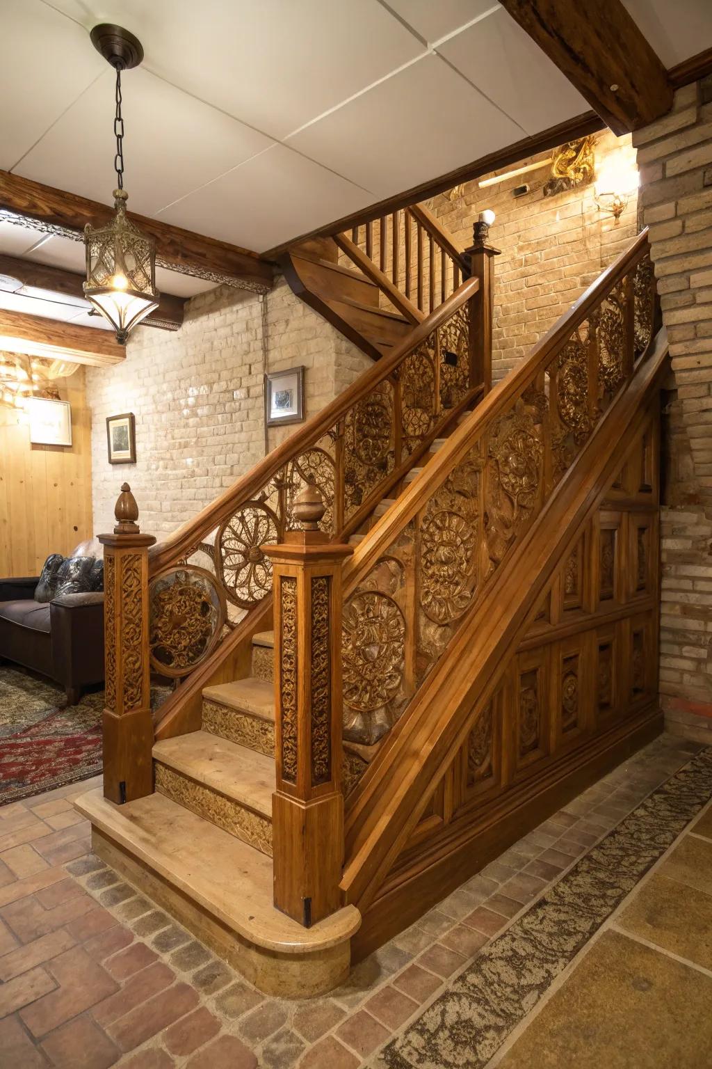 Wooded railings impart enduring appeal to any staircase.