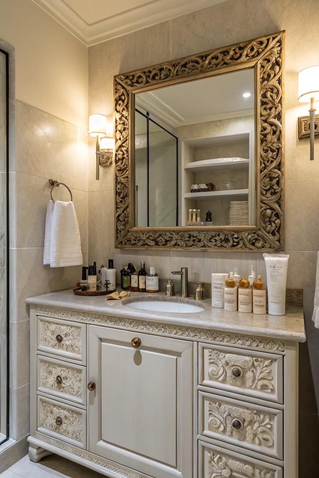 An elegant mirror can be the highlight of your bathroom's decor.
