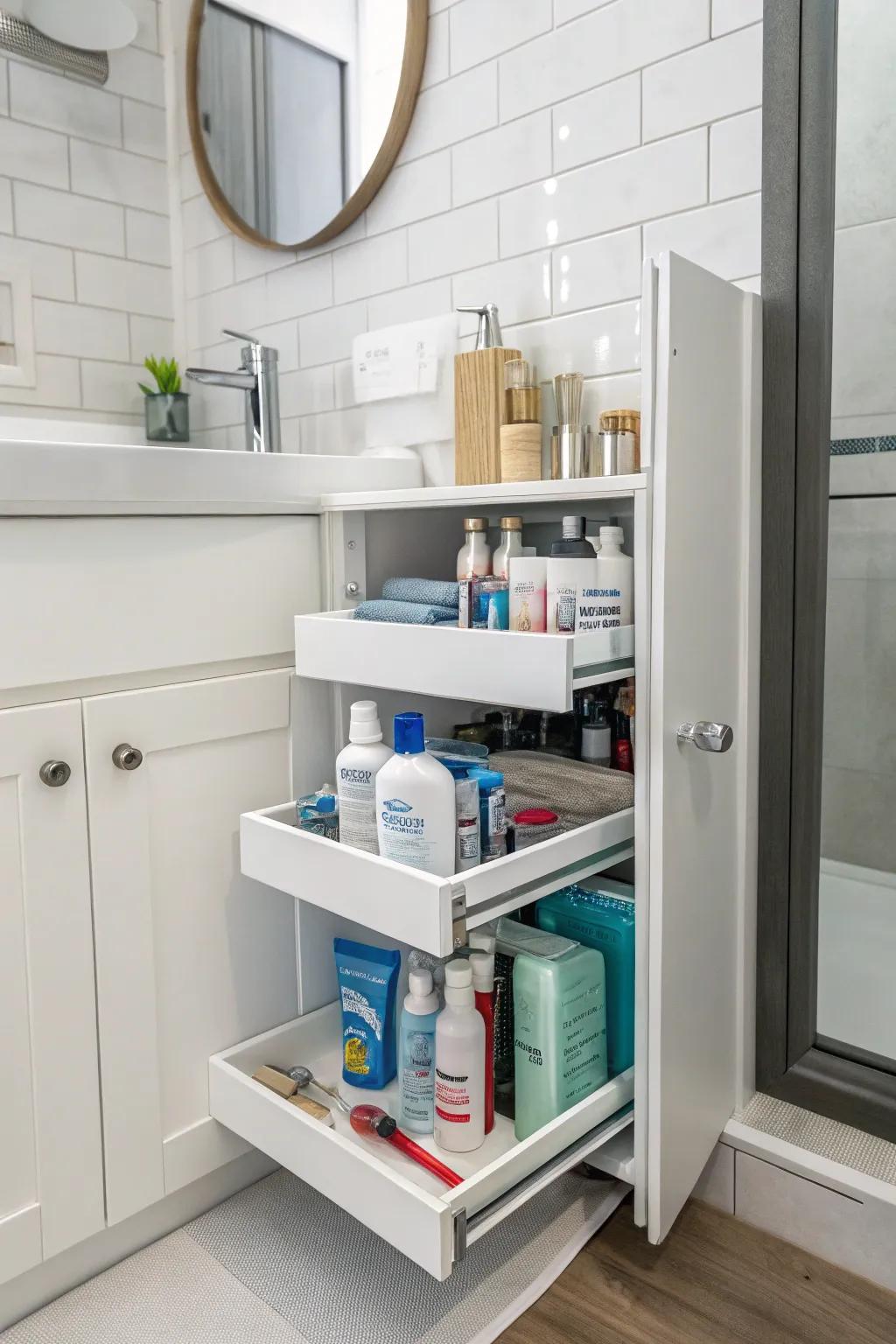 Smooth-glide shelves put everything right at your fingertips.